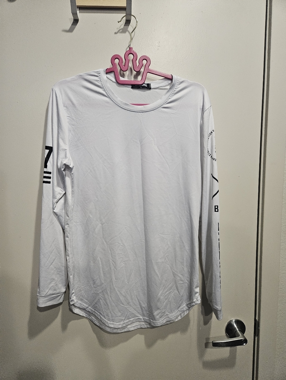 Men's White Long Sleeve Performance Shirt Large